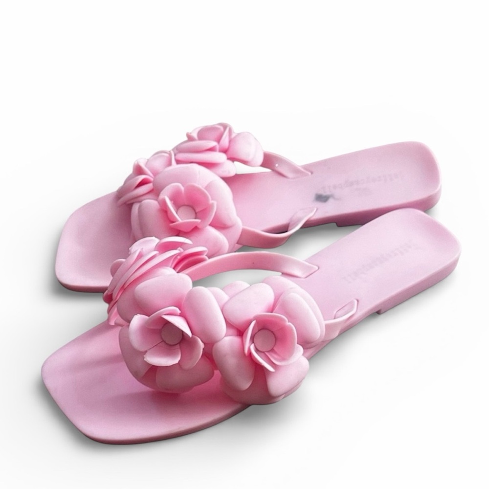 Jeffrey Campbell Fleuris Pink Flower Jelly Sandals Size 10 Barbiecore Y2K